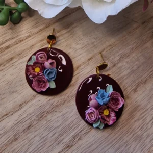 Blush and burgundy Flower Drop Earring