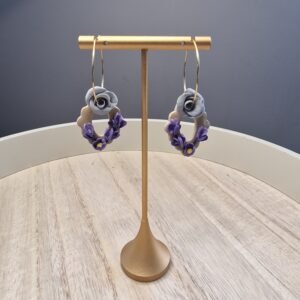 Grey and Purple flowers on hoop
