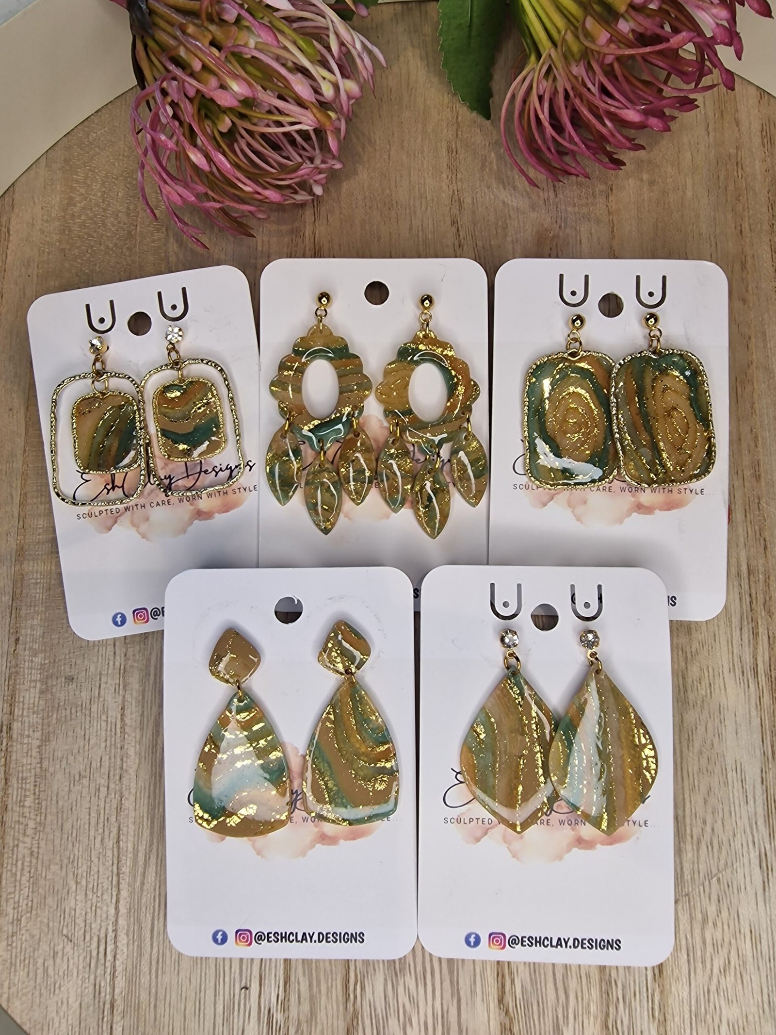 Green and gold geode collection